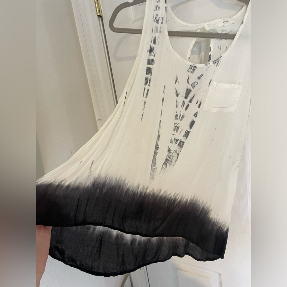 Beautiful, soft Edge black and white Tye-Dye blouse. Small.